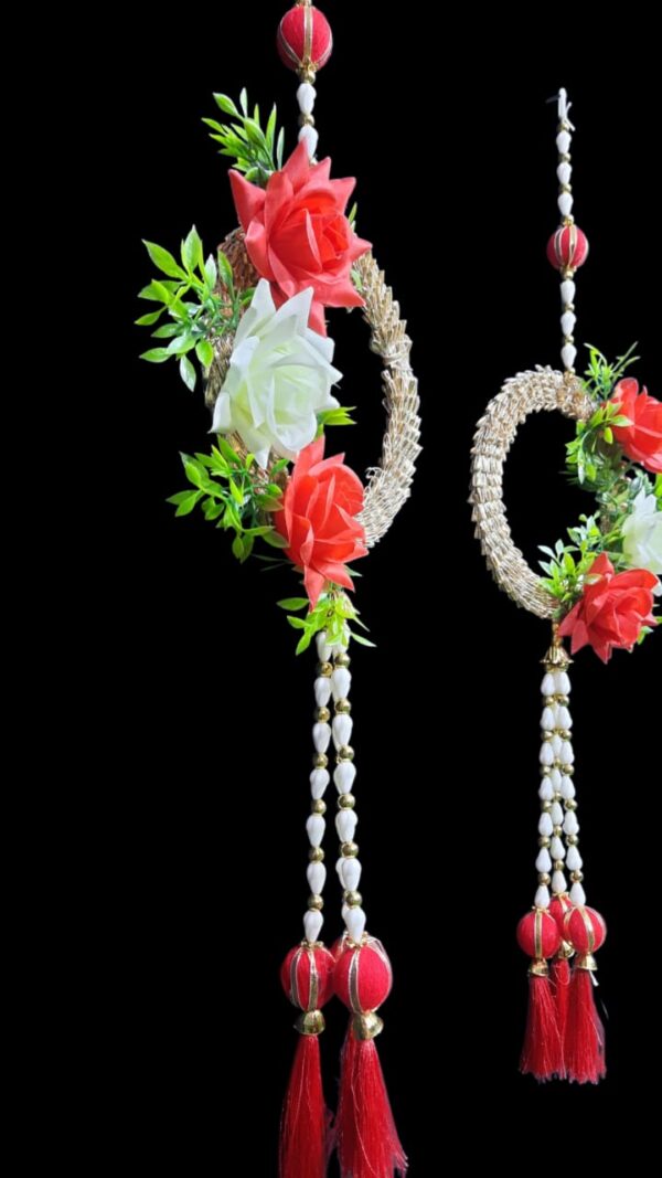 Golden Floral Ring Latkan with Tassels - Image 4