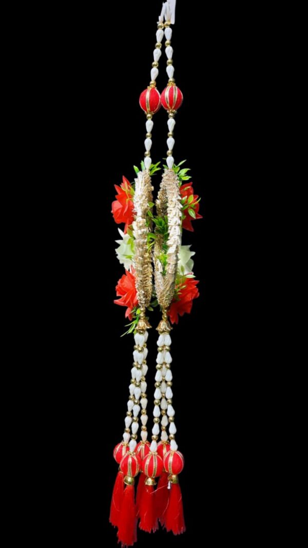 Golden Floral Ring Latkan with Tassels - Image 3