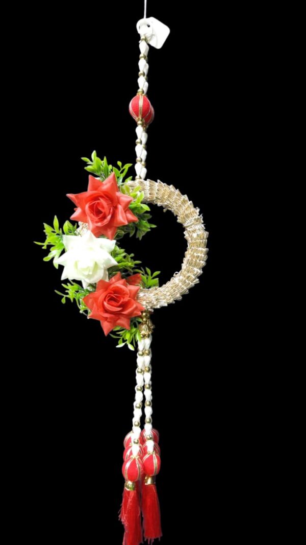 Golden Floral Ring Latkan with Tassels - Image 2
