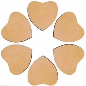 6 Heart MDF Wooden Plates Coasters for DIY Craft, Mandala Art, Resin Art, Painting, Decoration Craft Kit Size- 5 inch