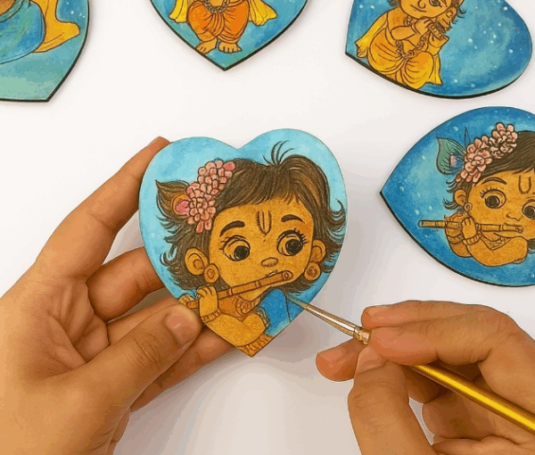 6 Heart MDF Wooden Plates Coasters for DIY Craft, Mandala Art, Resin Art, Painting, Decoration Craft Kit Size- 5 inch - Image 3
