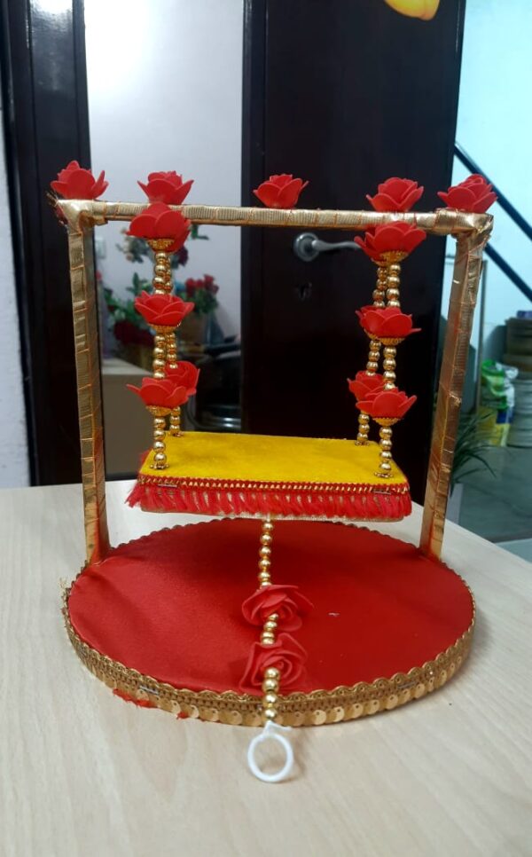 "Decorative Laddu Gopal Swing Jhula with Floral Embellishments" - Image 3