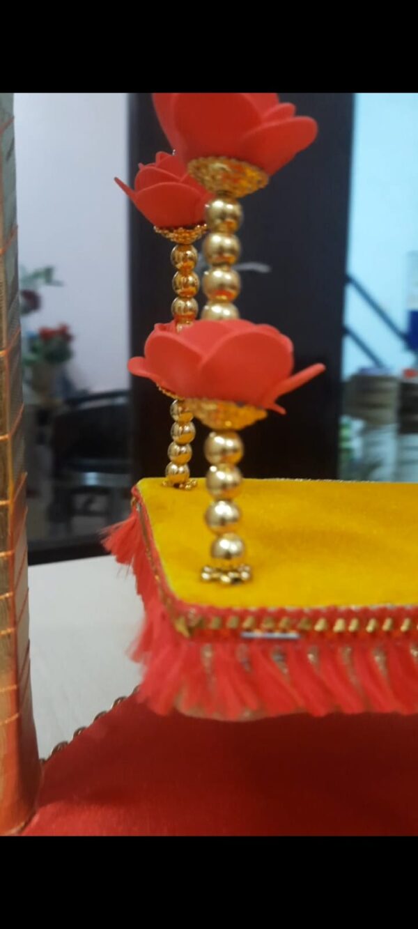 "Decorative Laddu Gopal Swing Jhula with Floral Embellishments" - Image 2