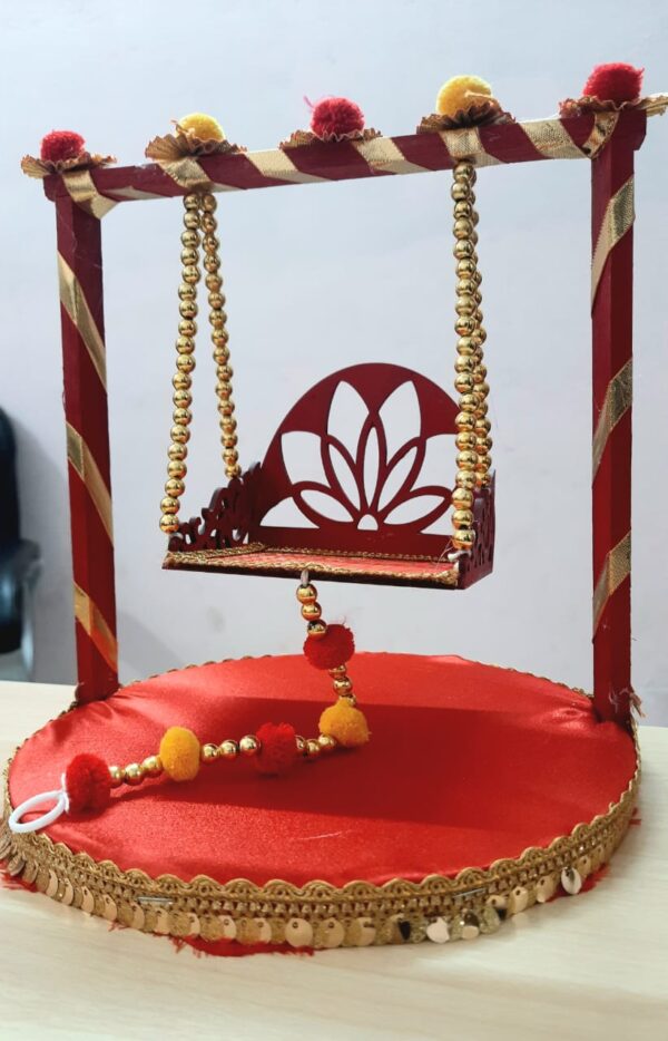 Traditional Red Laddu Gopal Jhula - Image 2