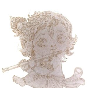 Sitting Baby Krishna Laser Engraved Art Panel