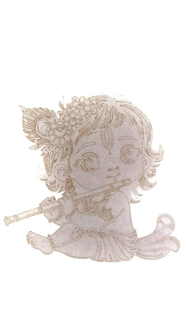 Sitting Baby Krishna Laser Engraved Art Panel