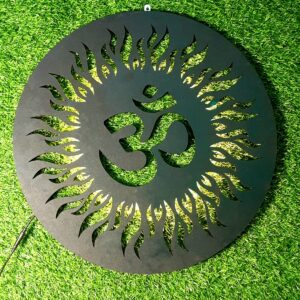 MDF Laser Cut Om Symbol Wall Art – Sun Flame Design