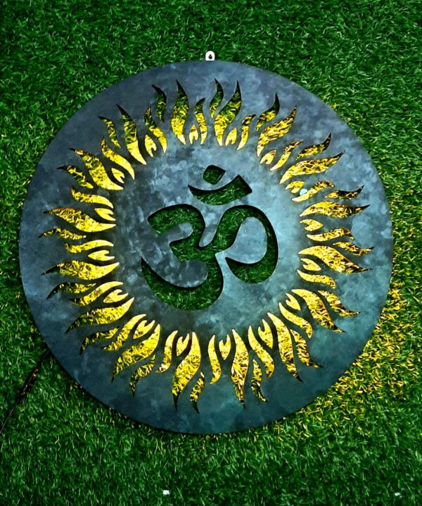 MDF Laser Cut Om Symbol Wall Art – Sun Flame Design - Image 2