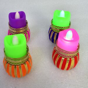Creative Fabric Diyas – Bright, Beautiful & Handmade  ( 4 piece )
