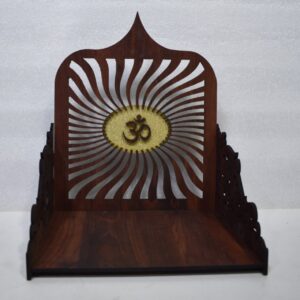 Wooden Pooja Mandir – Elegant OM Design Temple