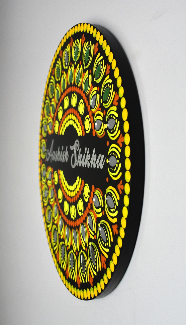 Handcrafted Mandala Art Name Plate – Beautiful Mandala Design by Shikha Art Craft - Image 3