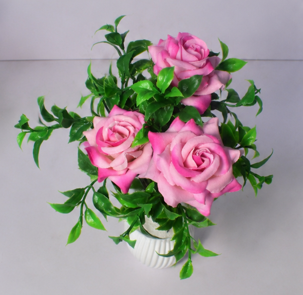 Elegant pi Rose Artificial Flower Pot | Premium Home & Office Décor - Image 3