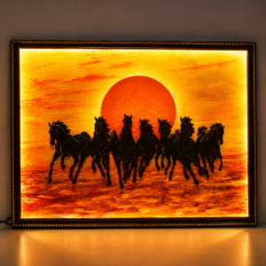 Illuminate Your Space with the Majestic 7 Running Horses LED Wall Art