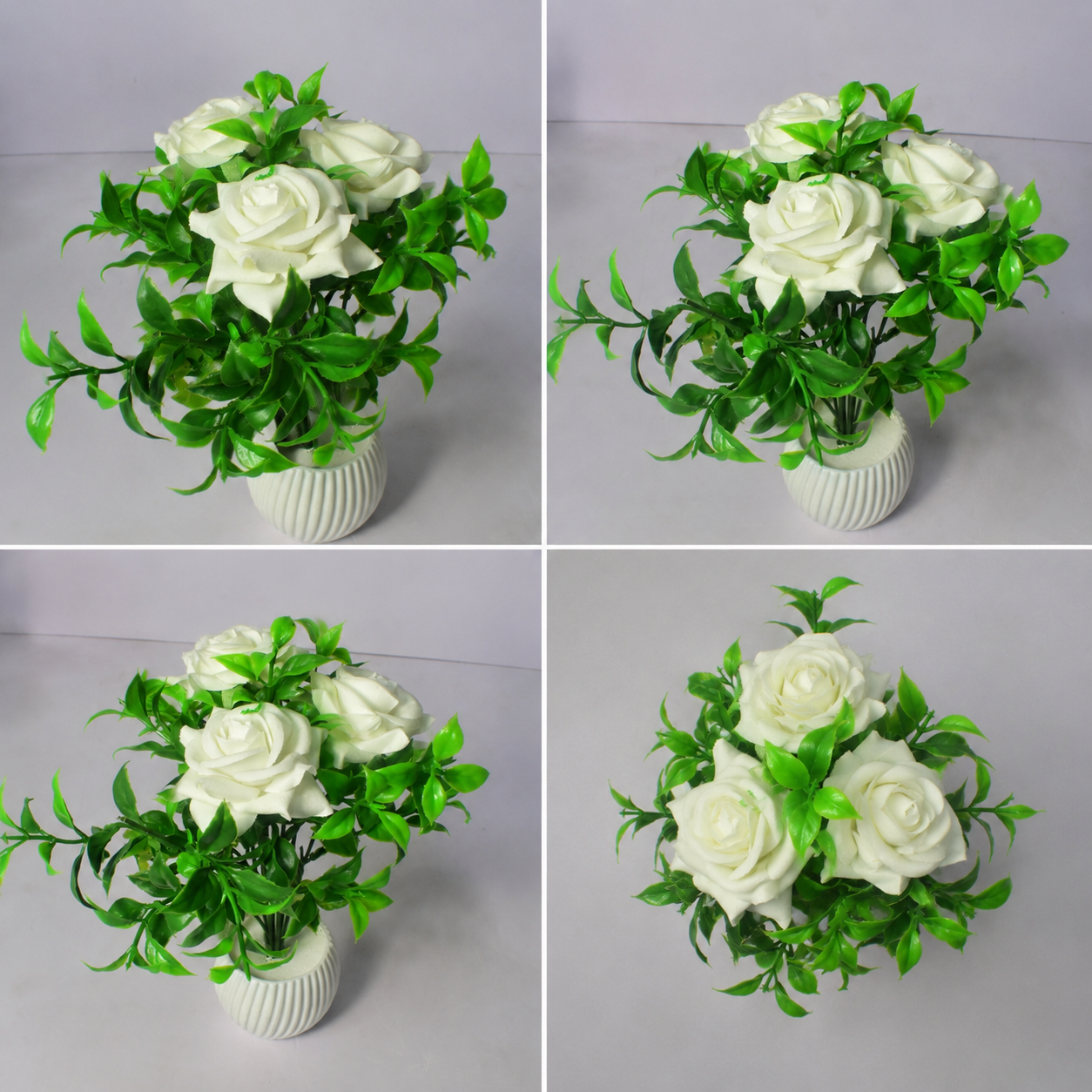 Elegant White Rose Artificial Flower Pot | Premium Home & Office Décor