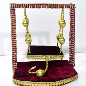 Beautiful Laddu Gopal Jhula – Elegant Velvet & Golden Finish | Shikha Art Craft