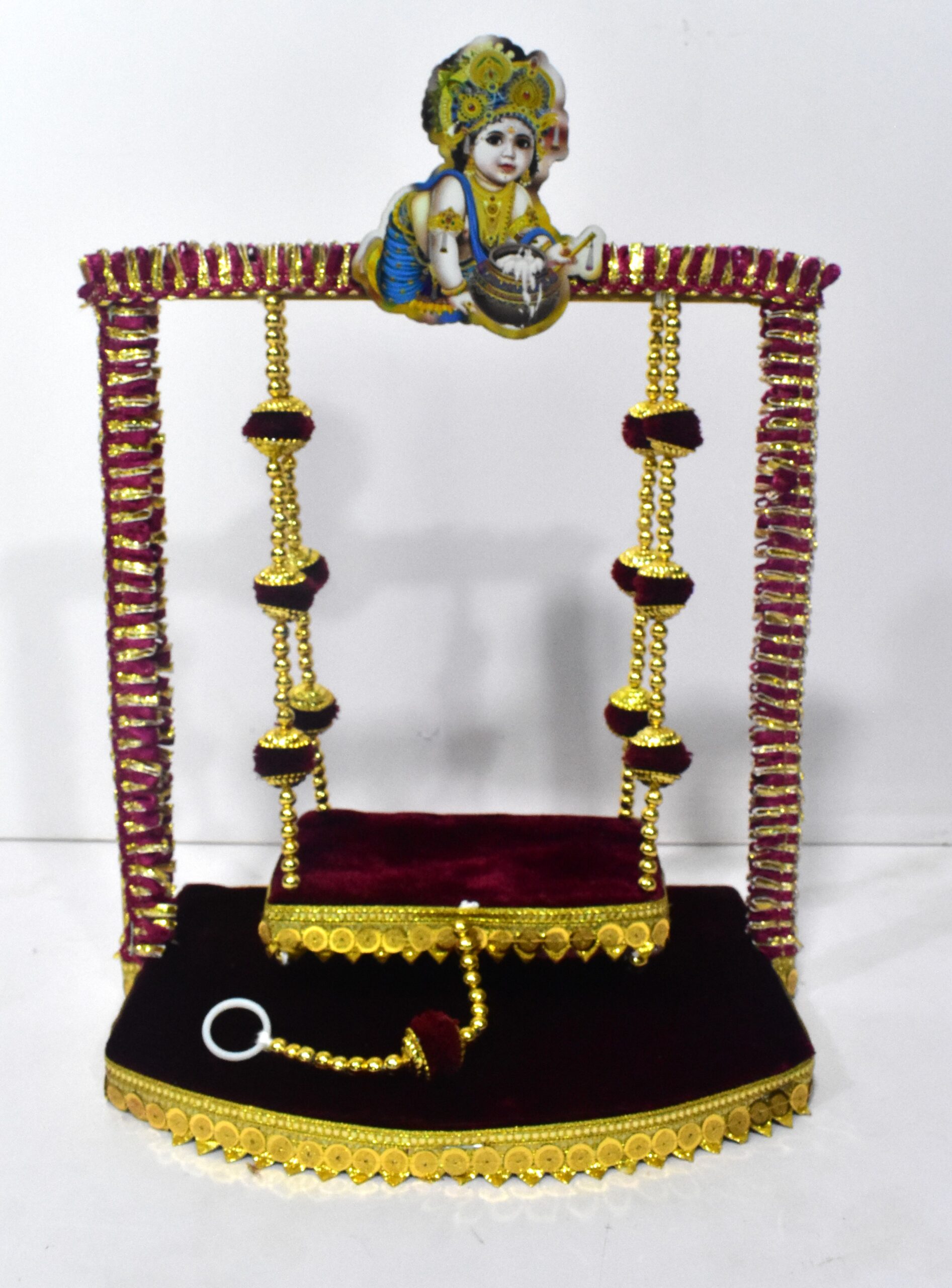 Premium Laddu Gopal Jhula with Bal Gopal Design | Handmade by Shikha Art Craft