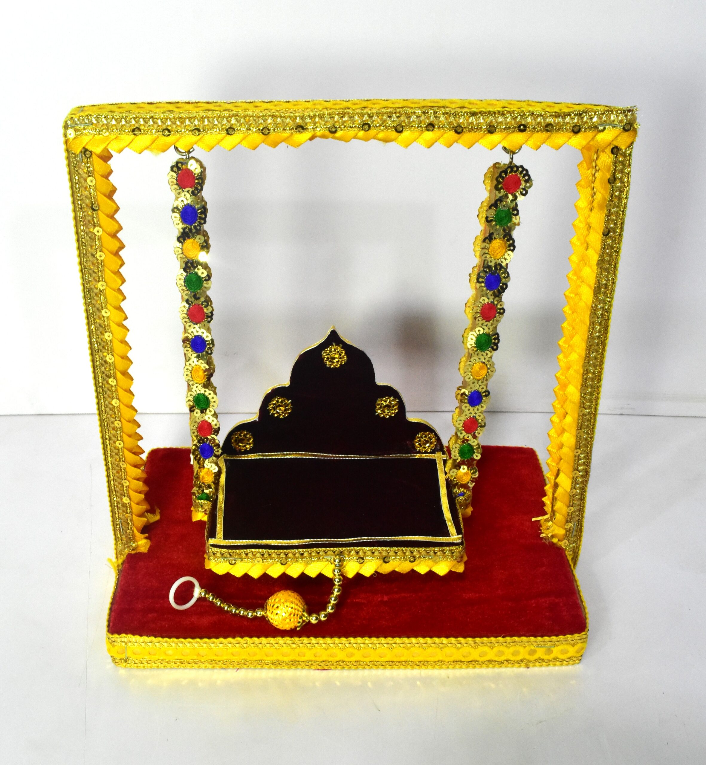 Royal Laddu Gopal Jhula – Premium Velvet Swing with Colorful Hanging | Shikha Art Craft