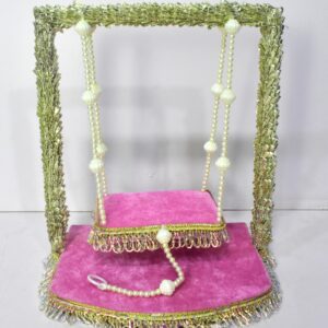Elegant Pink Pearl Laddu Gopal Jhula – Premium Handmade Swing | Shikha Art Craft