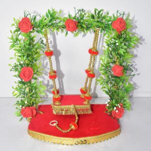 Designer Floral Laddu Gopal Jhula – Premium Rose Garden Swing | Shikha Art Craft