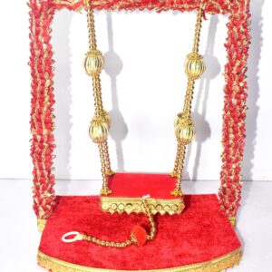 Premium Red Velvet Laddu Gopal Jhula – Royal Handmade Swing | Shikha Art Craft