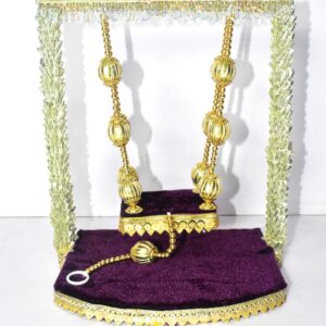 Royal Purple Velvet Laddu Gopal Jhula – Premium Golden Swing for Divine Décor