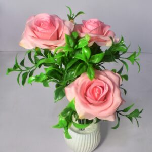Elegant Pink Rose Flower Pot | Premium Artificial Floral Décor