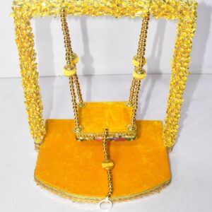 Royal Golden Laddu Gopal Jhula – Premium Velvet Swing for Divine Décor