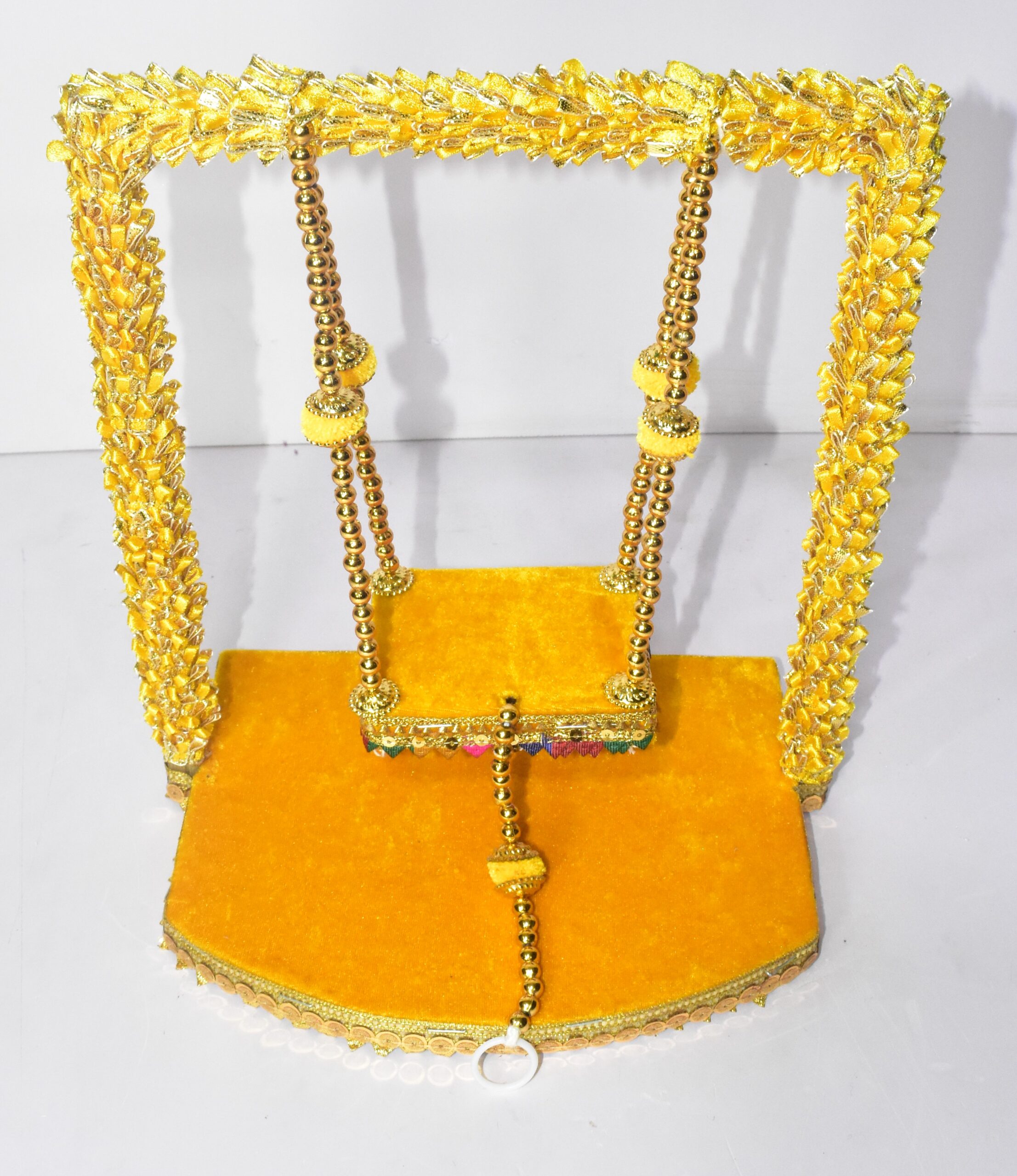Royal Golden Laddu Gopal Jhula – Premium Velvet Swing for Divine Décor
