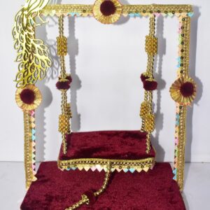 Royal Peacock Laddu Gopal Jhula – Premium Velvet Swing for Divine Elegance