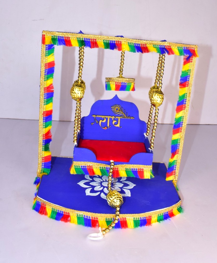 Premium Handcrafted Radha Krishna Jhula for Laddu Gopal | Colorful Tassel Swing for Janmashtami & Home Temple Decor - Image 2