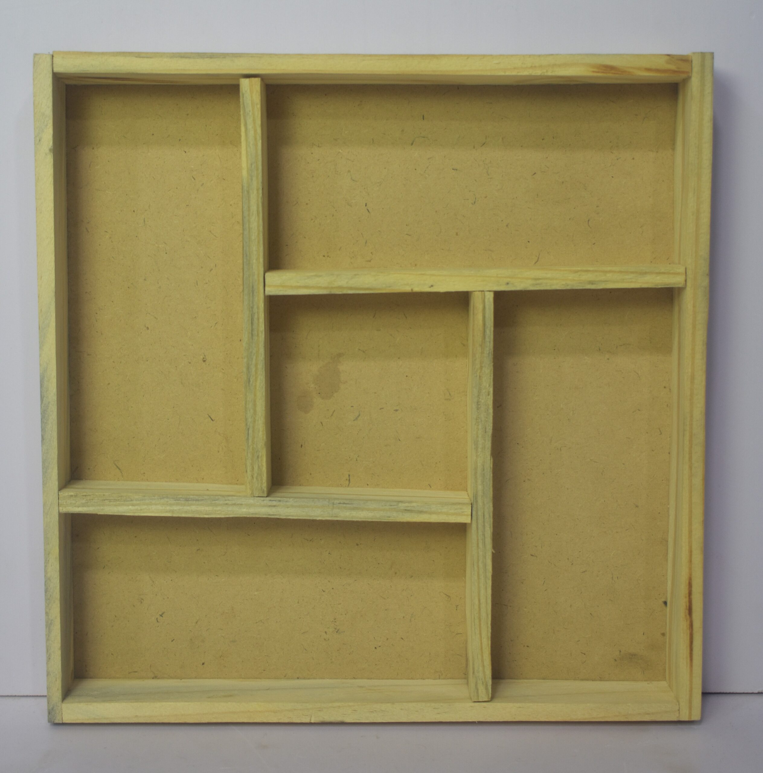 Elegant Multi-Section Wooden Wall Shelf | Stylish Display Organizer for Modern Homes