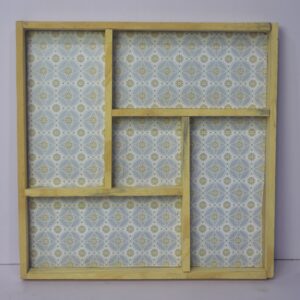 Designer Multi-Compartment Wooden Wall Shelf | Elegant Display Rack for Home Décor