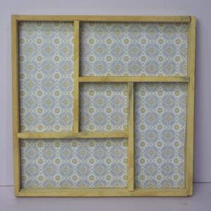 Designer Multi-Compartment Wooden Wall Shelf | Elegant Display Rack for Home Décor
