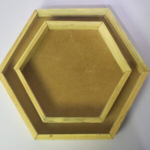 Hexagon Wooden Floating Wall Shelf Set | Modern Geometric Home Décor (Pair)