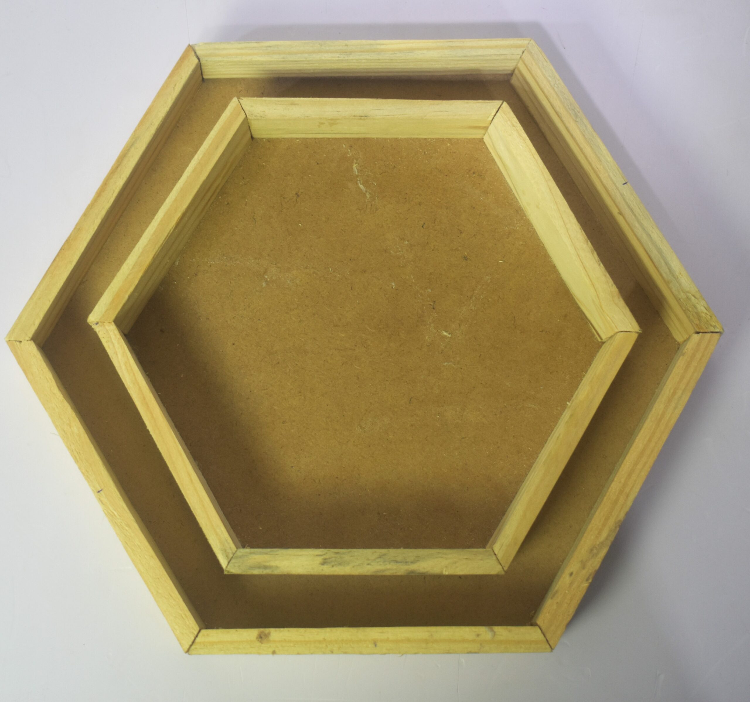 Hexagon Wooden Floating Wall Shelf Set | Modern Geometric Home Décor (Pair)