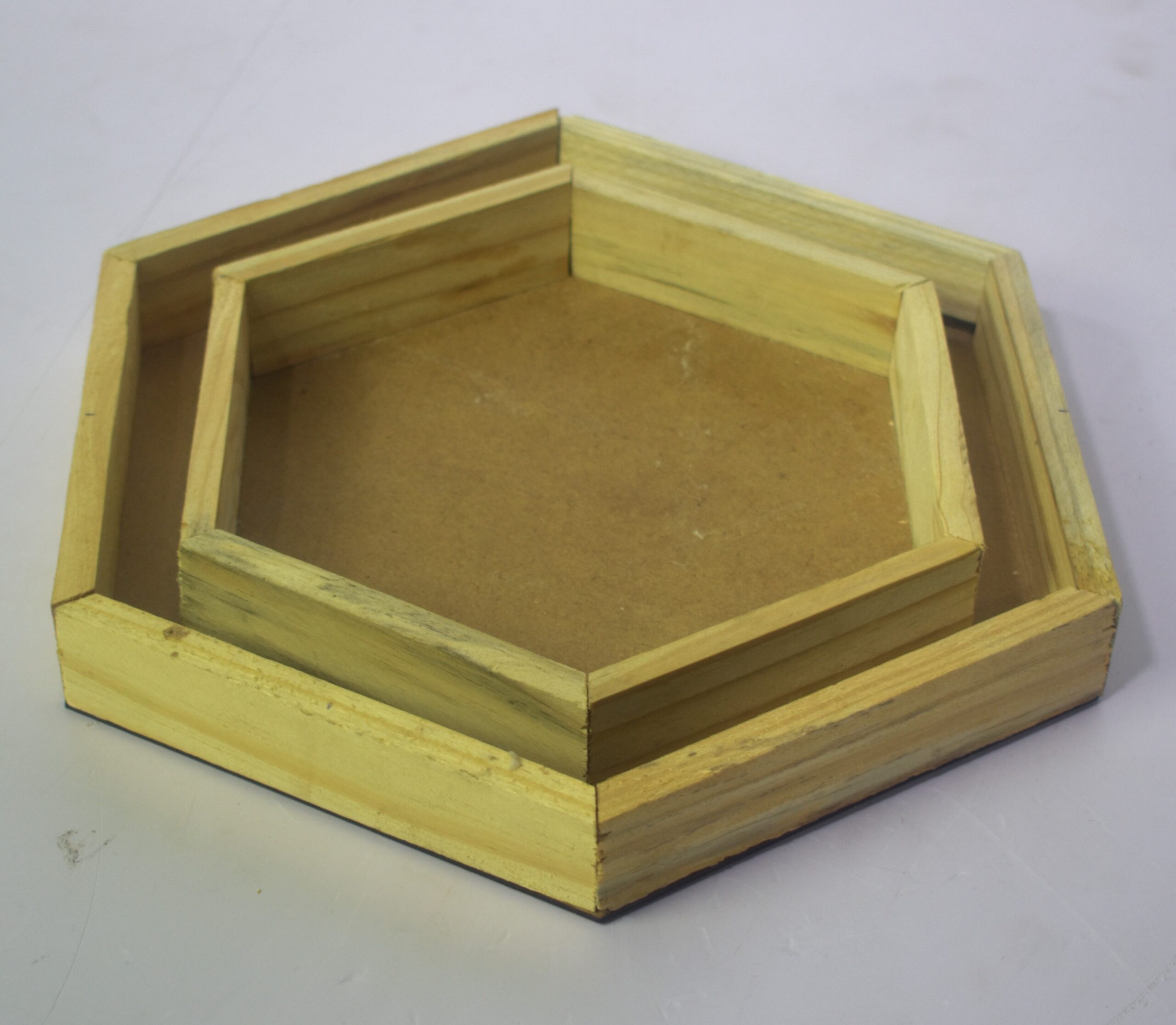 Hexagon Wooden Floating Wall Shelf Set | Modern Geometric Home Décor (Pair) - Image 2
