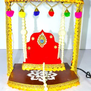 Premium Handmade Radha Krishna Jhula for Janmashtami | Elegant Wooden Swing for Laddu Gopal | Home Temple Decoration