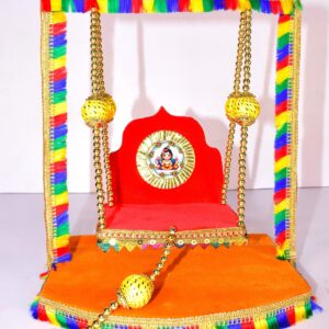 "Colorful Handmade Laddu Gopal Jhula – Vibrant Divine Swing for Festive Temple Décor"