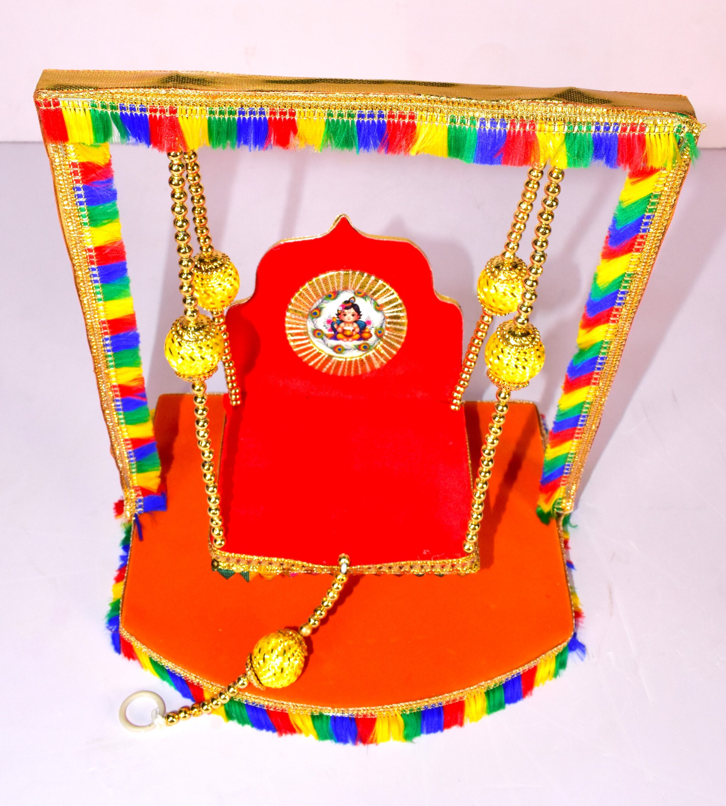 "Colorful Handmade Laddu Gopal Jhula – Vibrant Divine Swing for Festive Temple Décor" - Image 2
