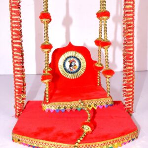 "Royal Red Laddu Gopal Jhula – Handcrafted Divine Swing for Krishna Ji"