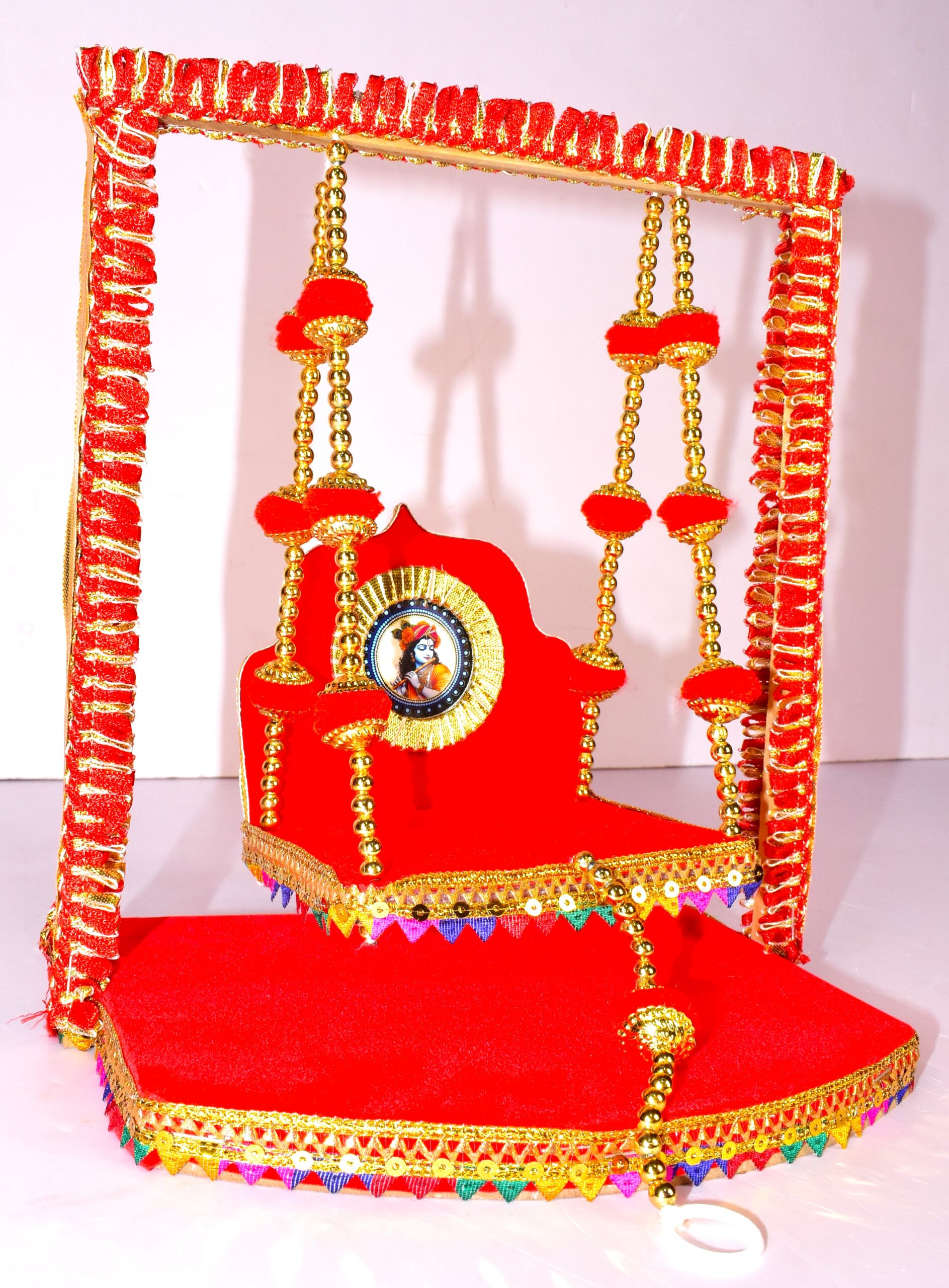 "Royal Red Laddu Gopal Jhula – Handcrafted Divine Swing for Krishna Ji" - Image 3