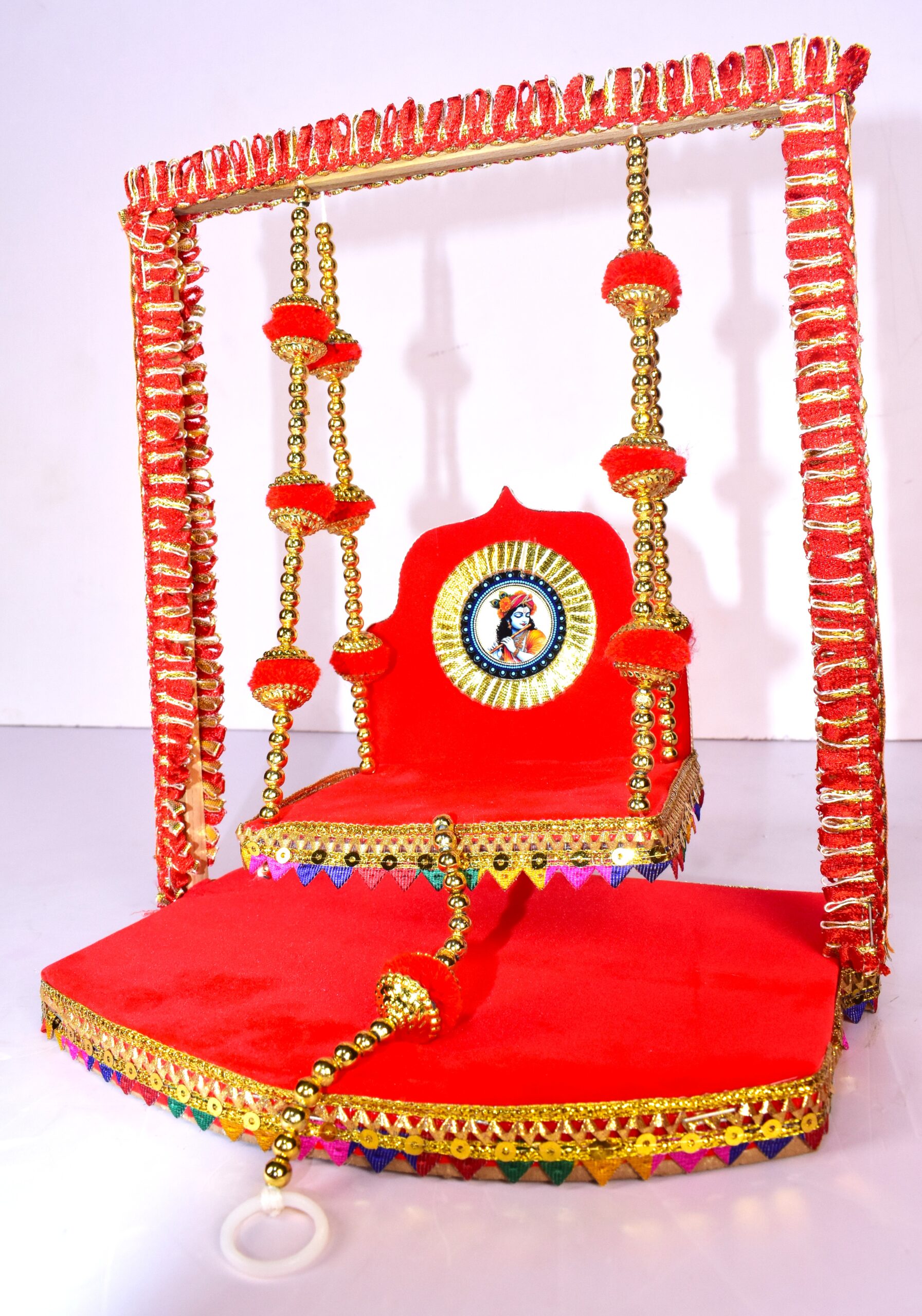 "Royal Red Laddu Gopal Jhula – Handcrafted Divine Swing for Krishna Ji" - Image 2