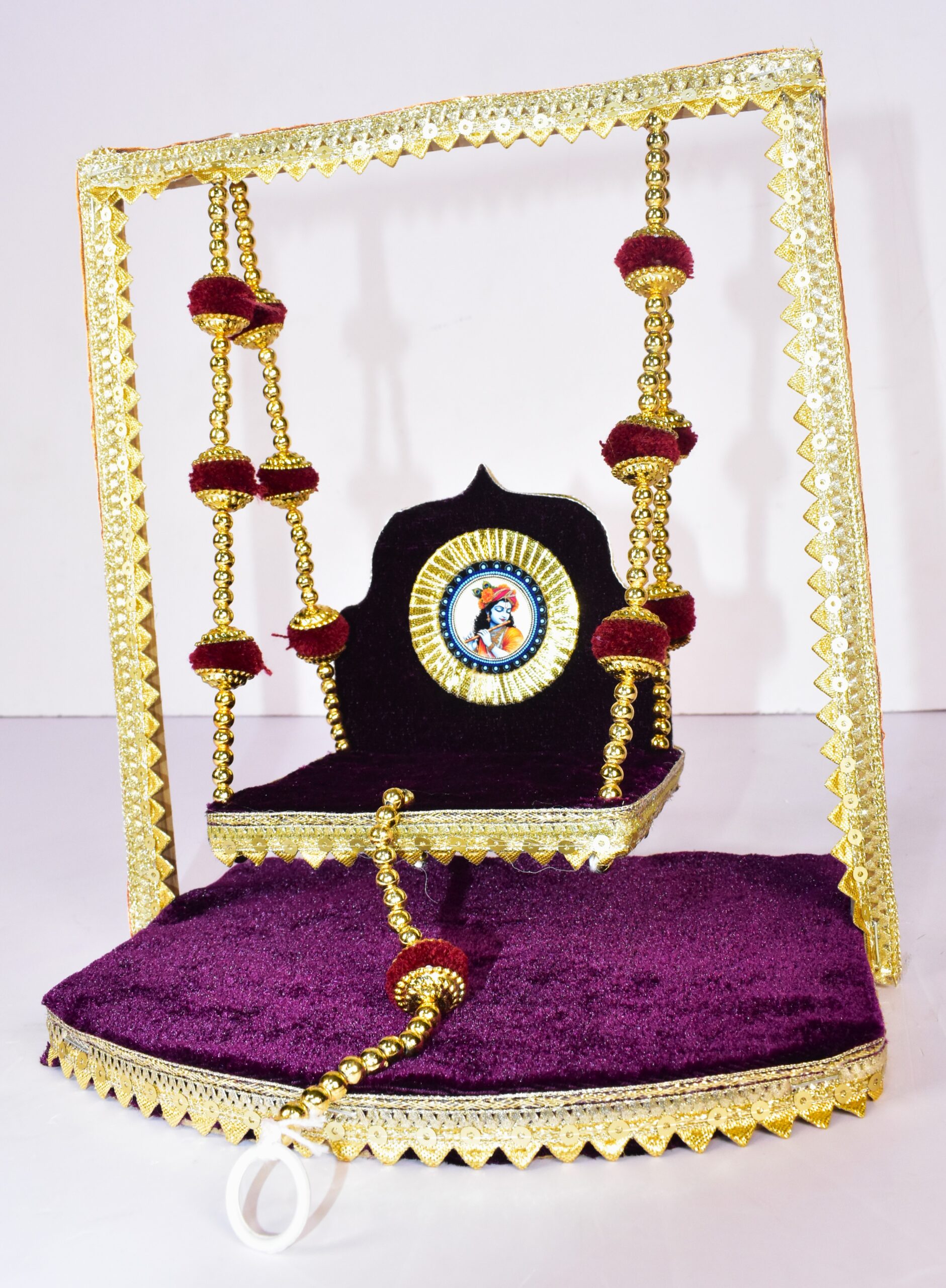 "Elegant Handmade Laddu Gopal Jhula – A Royal Swing for Your Divine Decor"