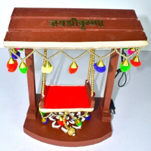 Premium Wooden Jhula for Laddu Gopal | Handmade Decorative Swing for Janmashtami & Home Temple Without kahna