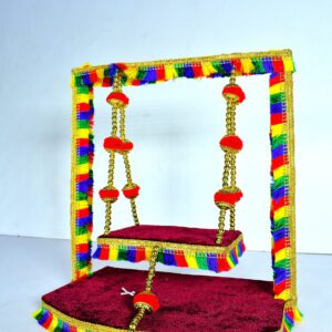 Colorful Laddu Gopal Jhula | Premium Handmade Krishna Swing for Home Temple