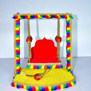 Premium Multicolor Laddu Gopal Jhula | Handmade Krishna Swing for Home Temple