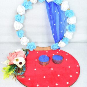 Royal Blue & White Floral Ring Platter – Elegant Handmade Engagement Décor