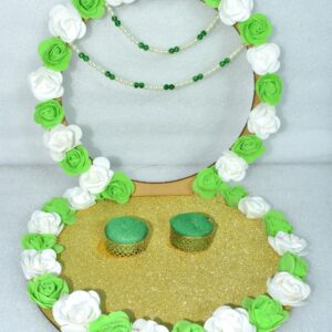 Green & White Floral Ring Ceremony Platter – Elegant Handmade Engagement Décor