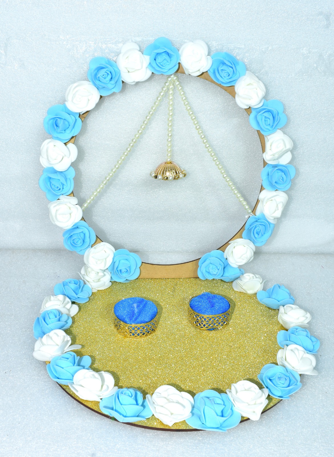 Elegant Blue & White Floral Ring Platter | Perfect for Engagement, Ring Ceremony & Wedding Decor