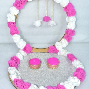 Pink & White Floral Ring Platter | Elegant Handmade Ring Ceremony Tray for Weddings & Engagements